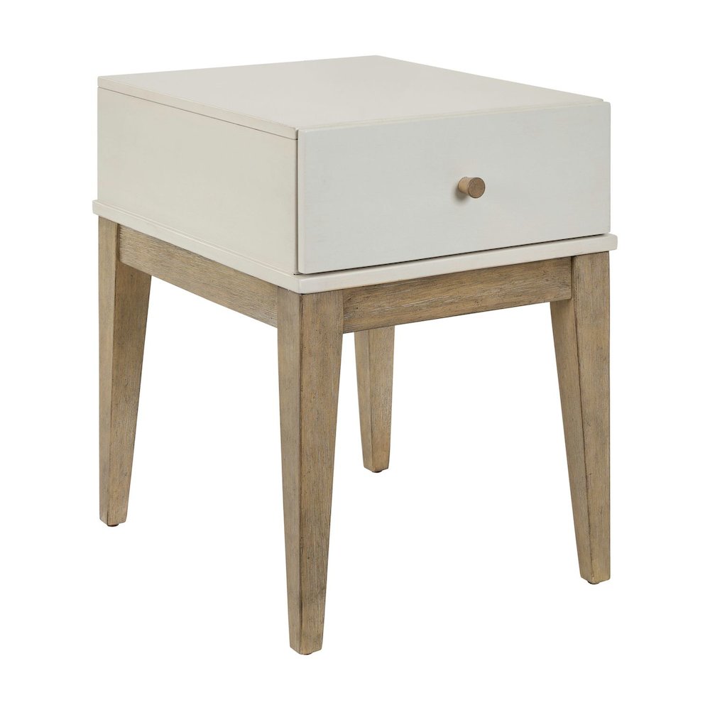 Berkley Square Leg End Table - Linen & Khaki Wood Accents