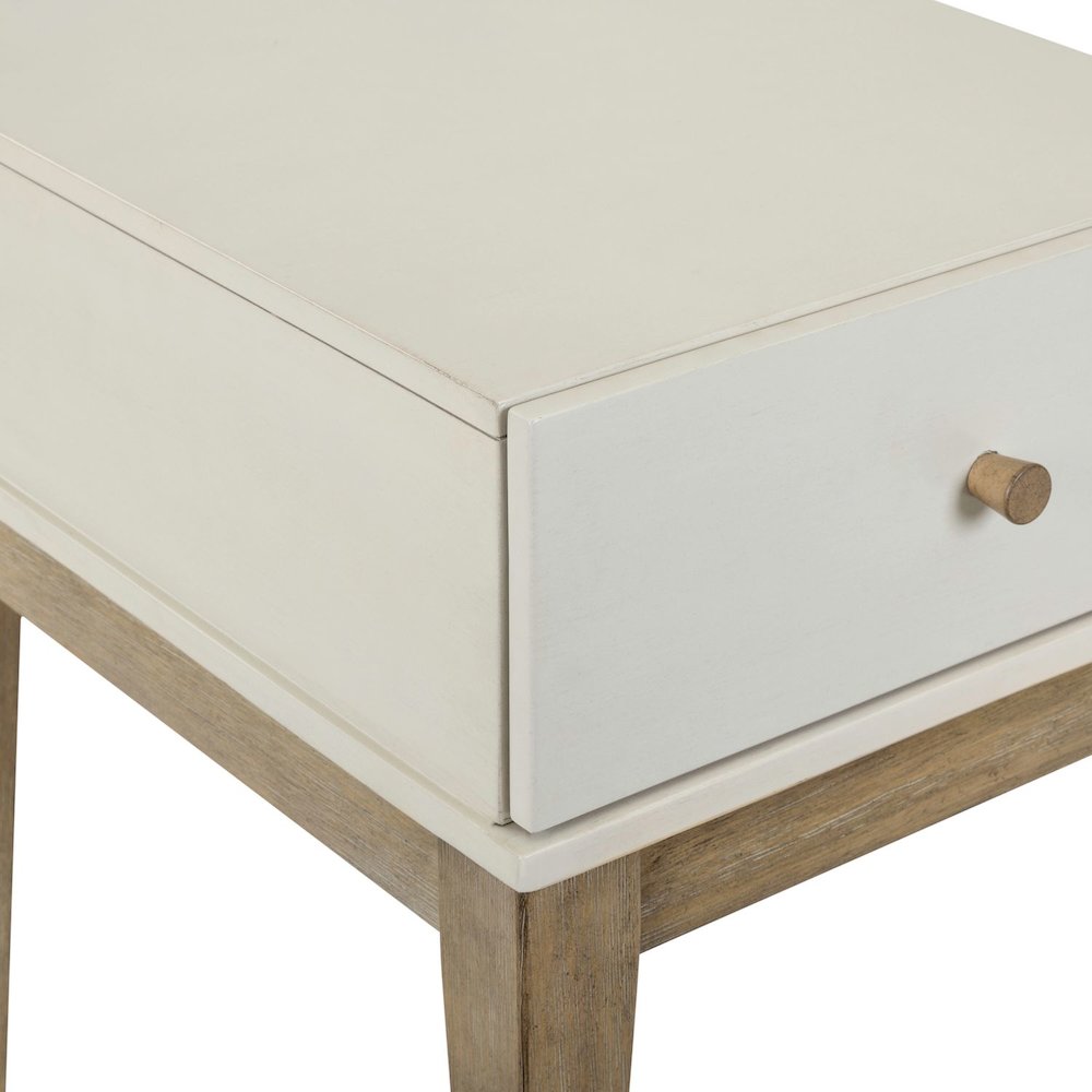 Berkley Square Leg End Table - Linen & Khaki Wood Accents