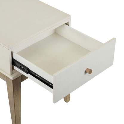 Berkley Square Leg End Table - Linen & Khaki Wood Accents
