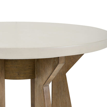 Berkley Round Pedestal End Table - Linen & Khaki Wood Accents