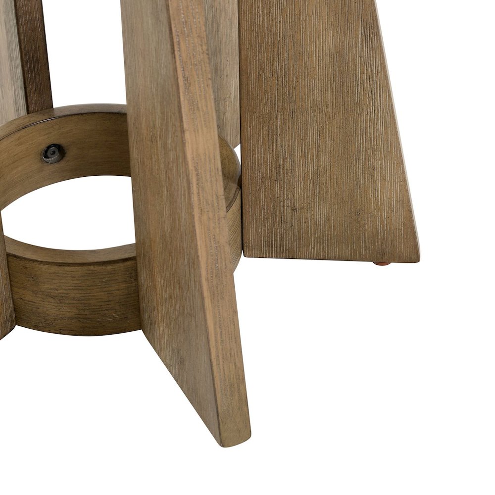 Berkley Round Pedestal End Table - Linen & Khaki Wood Accents