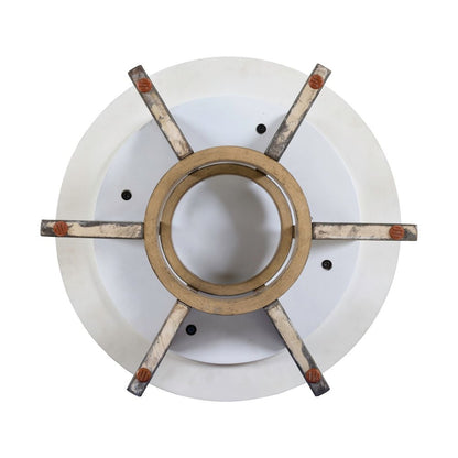 Berkley Round Pedestal End Table - Linen & Khaki Wood Accents