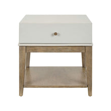 Berkley Square Leg Chairside Table - Linen & Khaki Wood Accents