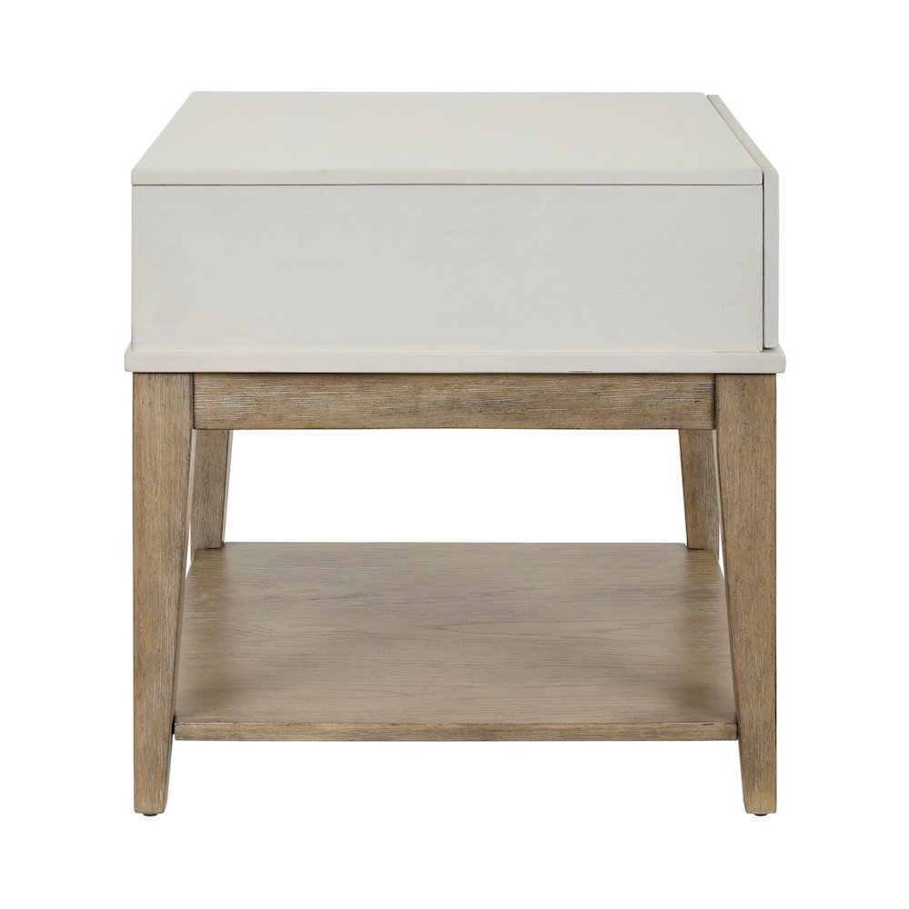 Berkley Square Leg Chairside Table - Linen & Khaki Wood Accents