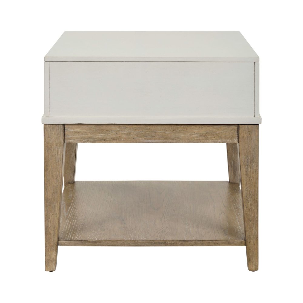 Berkley Square Leg Chairside Table - Linen & Khaki Wood Accents