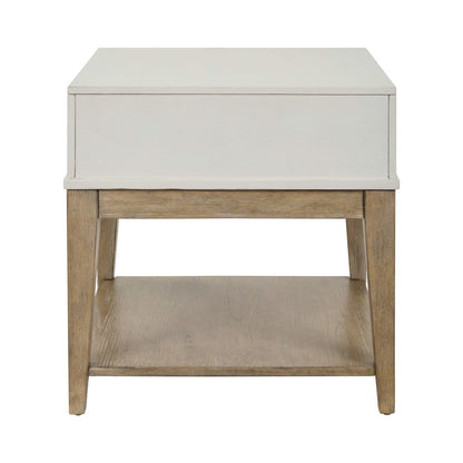 Berkley Square Leg Chairside Table - Linen & Khaki Wood Accents