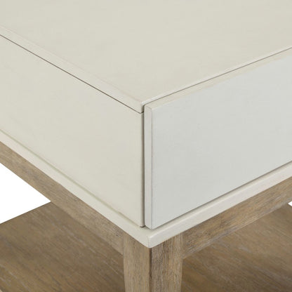 Berkley Square Leg Chairside Table - Linen & Khaki Wood Accents