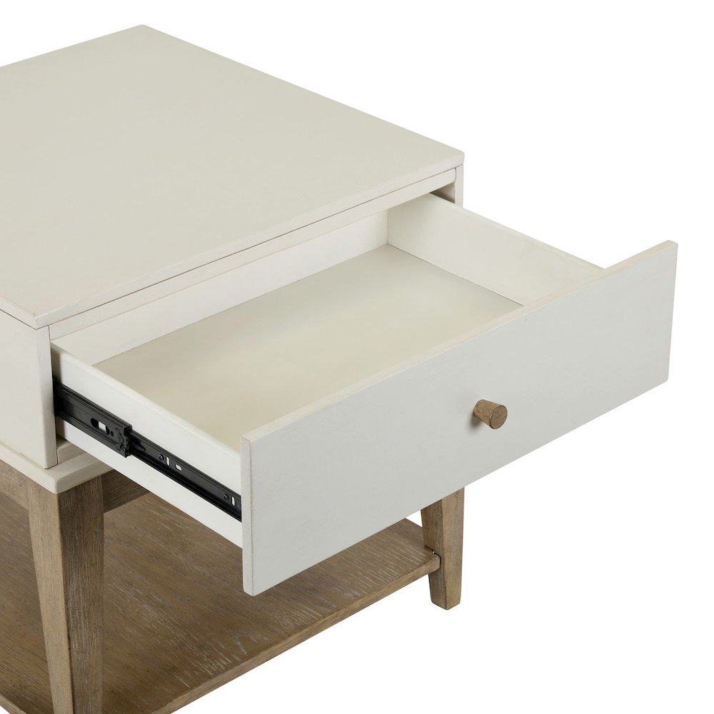 Berkley Square Leg Chairside Table - Linen & Khaki Wood Accents