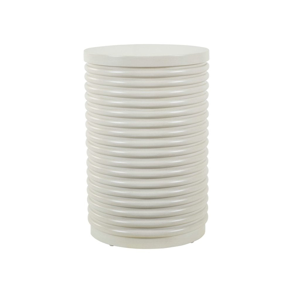 Berkley Round Chairside Table - Linen & Khaki Wood Accents