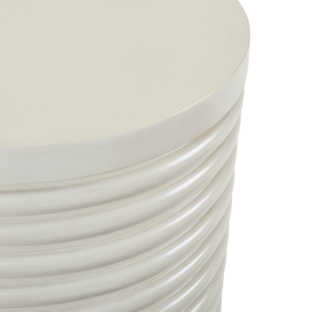 Berkley Round Chairside Table - Linen & Khaki Wood Accents