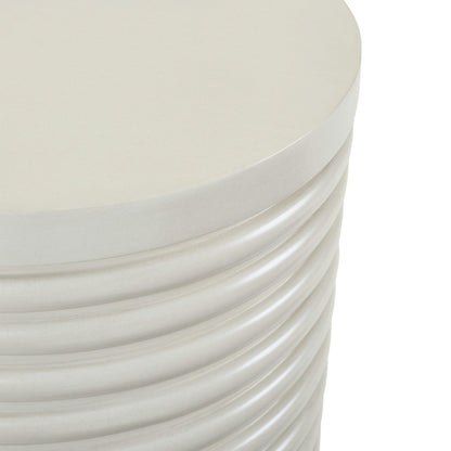 Berkley Round Chairside Table - Linen & Khaki Wood Accents