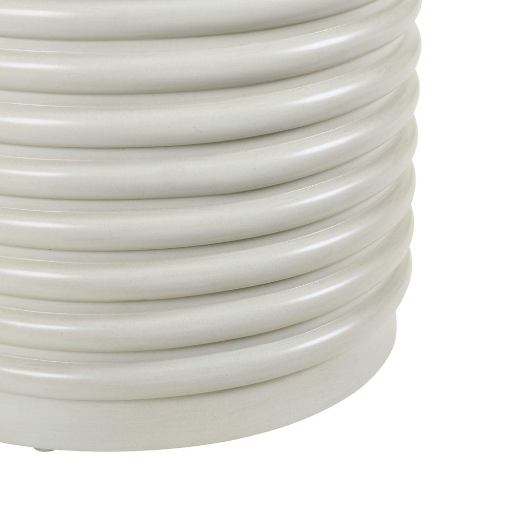 Berkley Round Chairside Table - Linen & Khaki Wood Accents