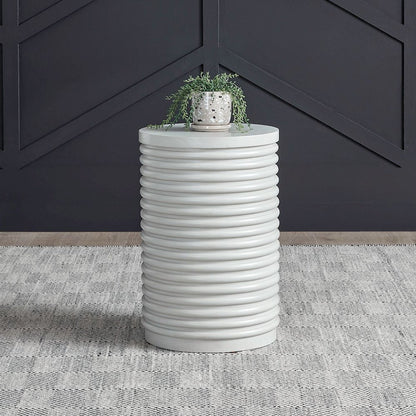 Berkley Round Chairside Table - Linen & Khaki Wood Accents