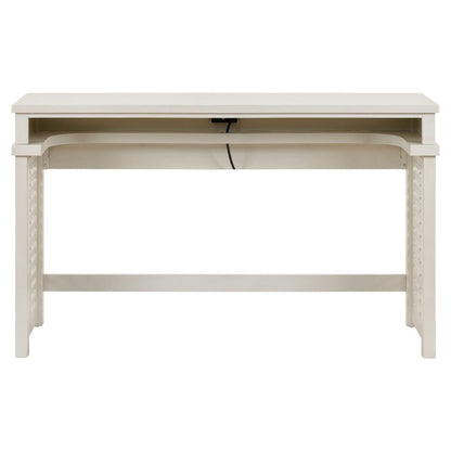 Berkley Sofa Bar Console Table, USB Charging Station - Linen & Khaki Wood