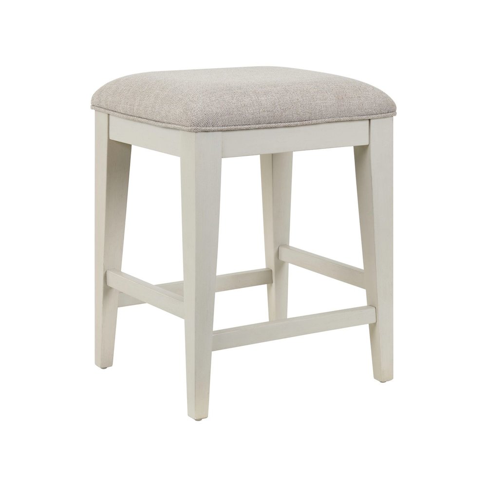 Berkley Square Upholstered Console Stool - Linen & Khaki Wood Frame