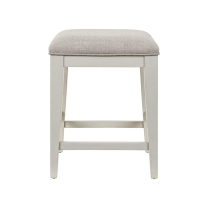 Berkley Square Upholstered Console Stool - Linen & Khaki Wood Frame