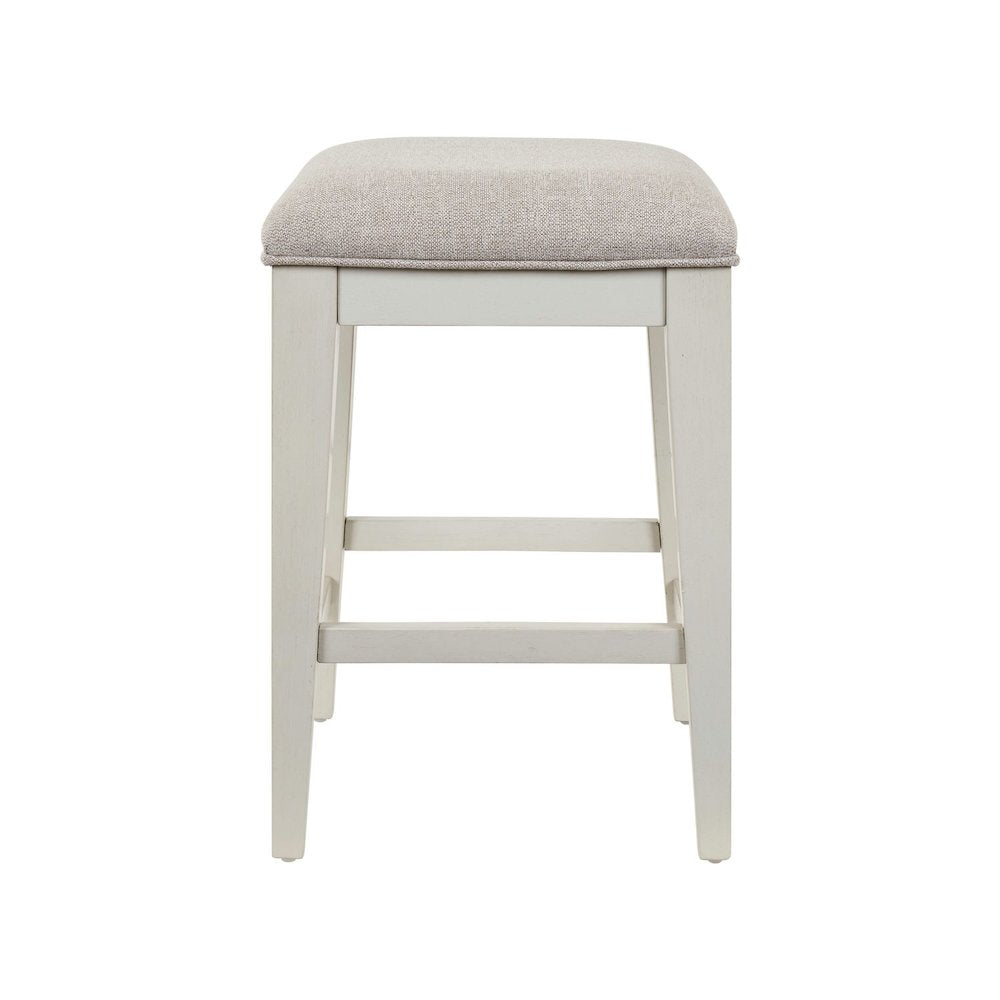 Berkley Square Upholstered Console Stool - Linen & Khaki Wood Frame