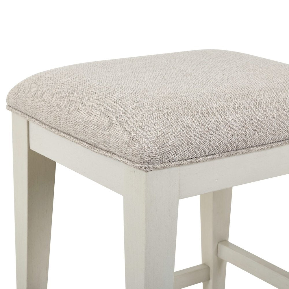 Berkley Square Upholstered Console Stool - Linen & Khaki Wood Frame