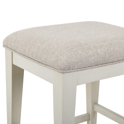 Berkley Square Upholstered Console Stool - Linen & Khaki Wood Frame