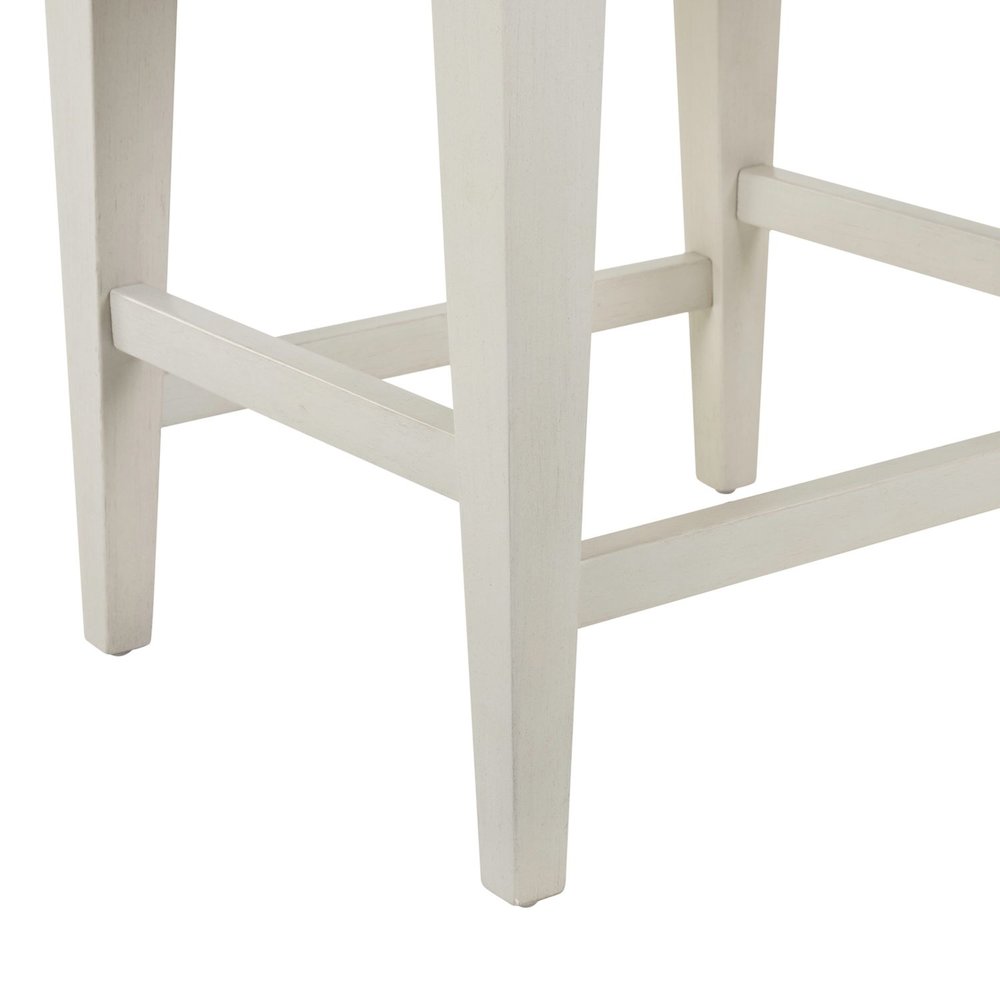 Berkley Square Upholstered Console Stool - Linen & Khaki Wood Frame