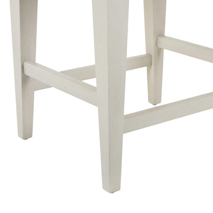 Berkley Square Upholstered Console Stool - Linen & Khaki Wood Frame