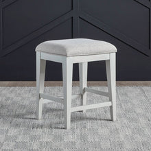 Berkley Square Upholstered Console Stool - Linen & Khaki Wood Frame