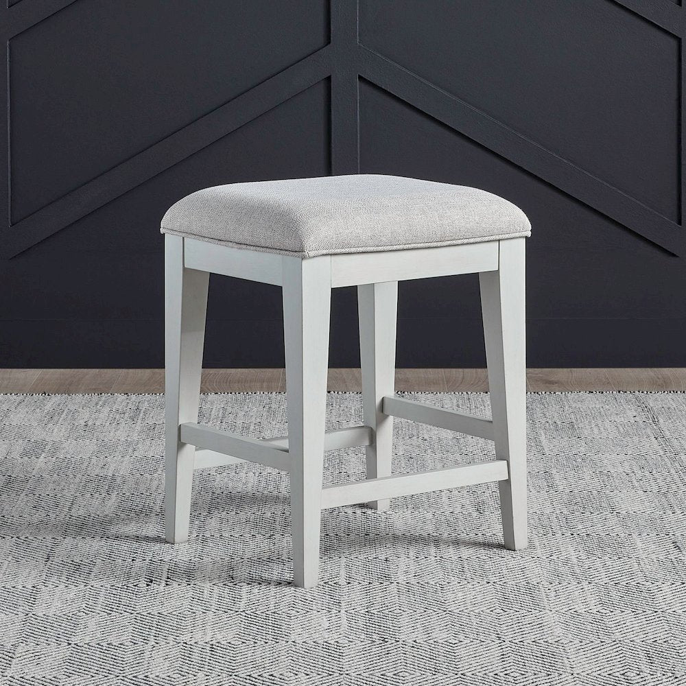 Berkley Square Upholstered Console Stool - Linen & Khaki Wood Frame