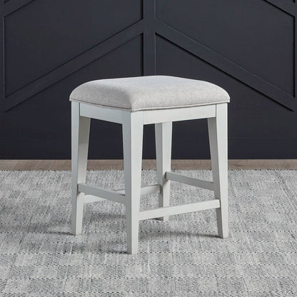 Berkley Square Upholstered Console Stool - Linen & Khaki Wood Frame