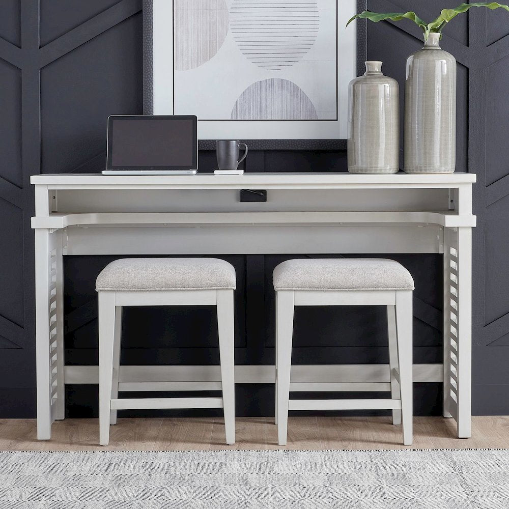 Berkley Alt 3 Piece Console Set - Bar Table, 2 Stools, Linen & Khaki