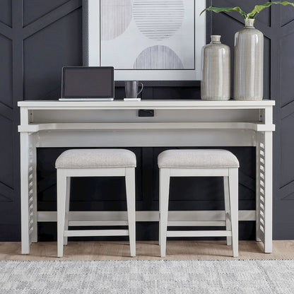 Berkley Alt 3 Piece Console Set - Bar Table, 2 Stools, Linen & Khaki