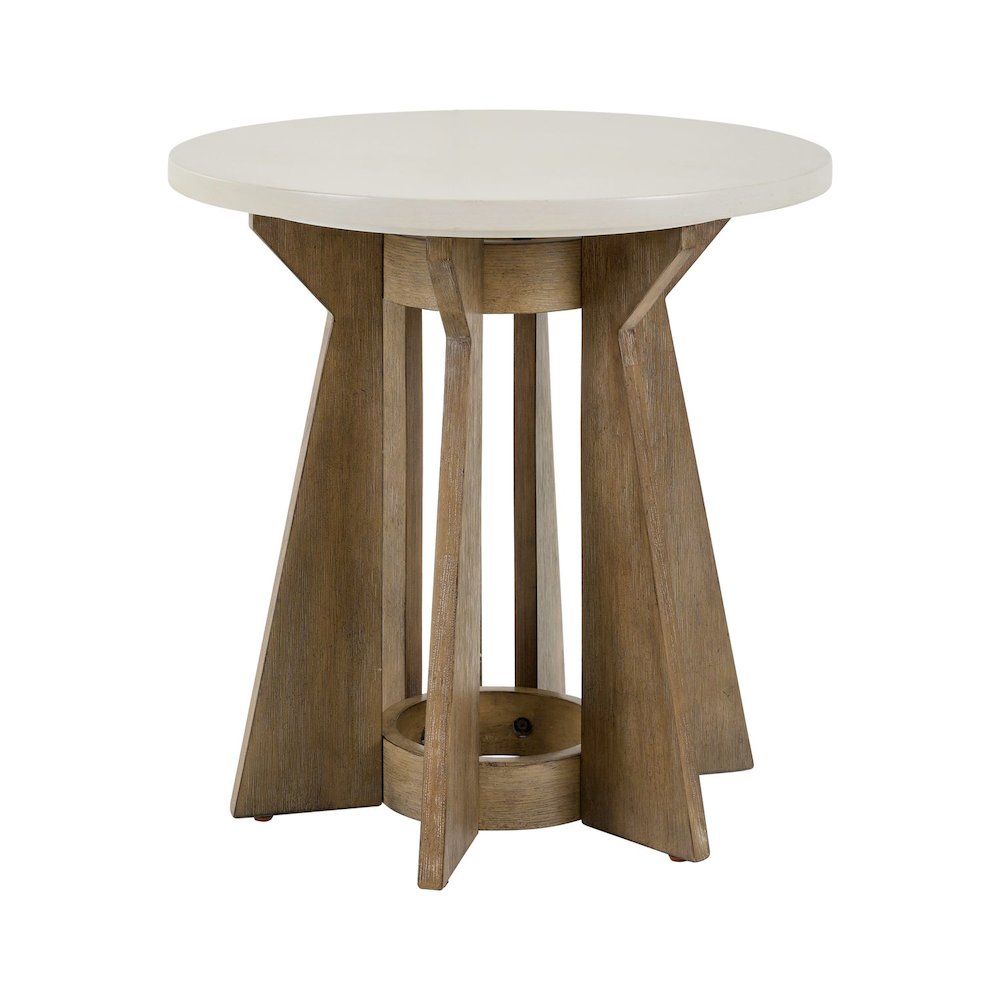 Berkley Opt 3 Piece Table Set - Round Pedestal Cocktail, 2 End Tables, Khaki