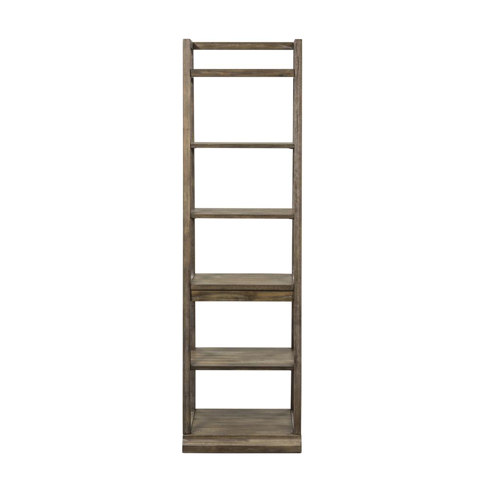 Stone Brook Leaning Bookcase in Rustic Saddle