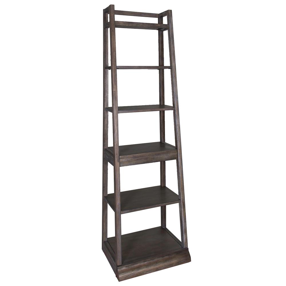 Stone Brook Leaning Bookcase in Rustic Saddle