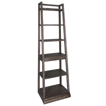 Stone Brook Leaning Bookcase in Rustic Saddle
