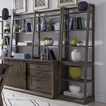 Stone Brook Leaning Bookcase in Rustic Saddle