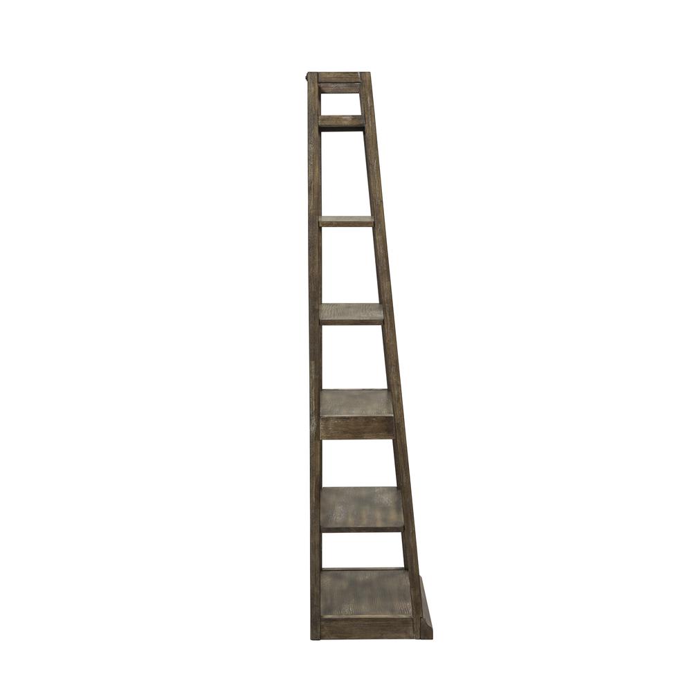 Stone Brook Leaning Bookcase in Rustic Saddle