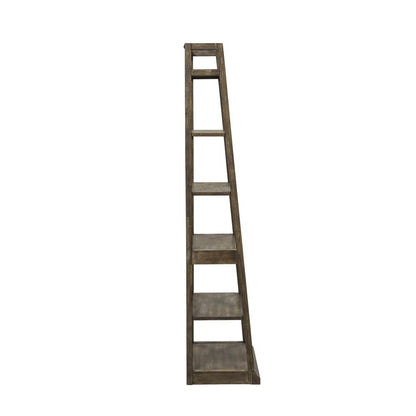 Stone Brook Leaning Bookcase in Rustic Saddle