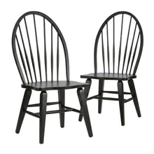 Rubberwood Windsor Back Solid Wood Dining Chair, Brown, Set of 2