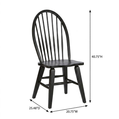 Rubberwood Windsor Back Solid Wood Dining Chair for Farmhouse Kitchen, Black