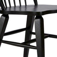 Rubberwood Windsor Back Solid Wood Dining Chair for Farmhouse Kitchen, Black