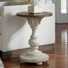 Morgan Creek Chair Side Table in Antique White w/ Wirebrushed Tobacco Accents
