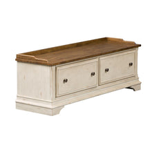 Morgan Creek Storage Hall Bench in Antique White w/ Wirebrushed Tobacco Accents
