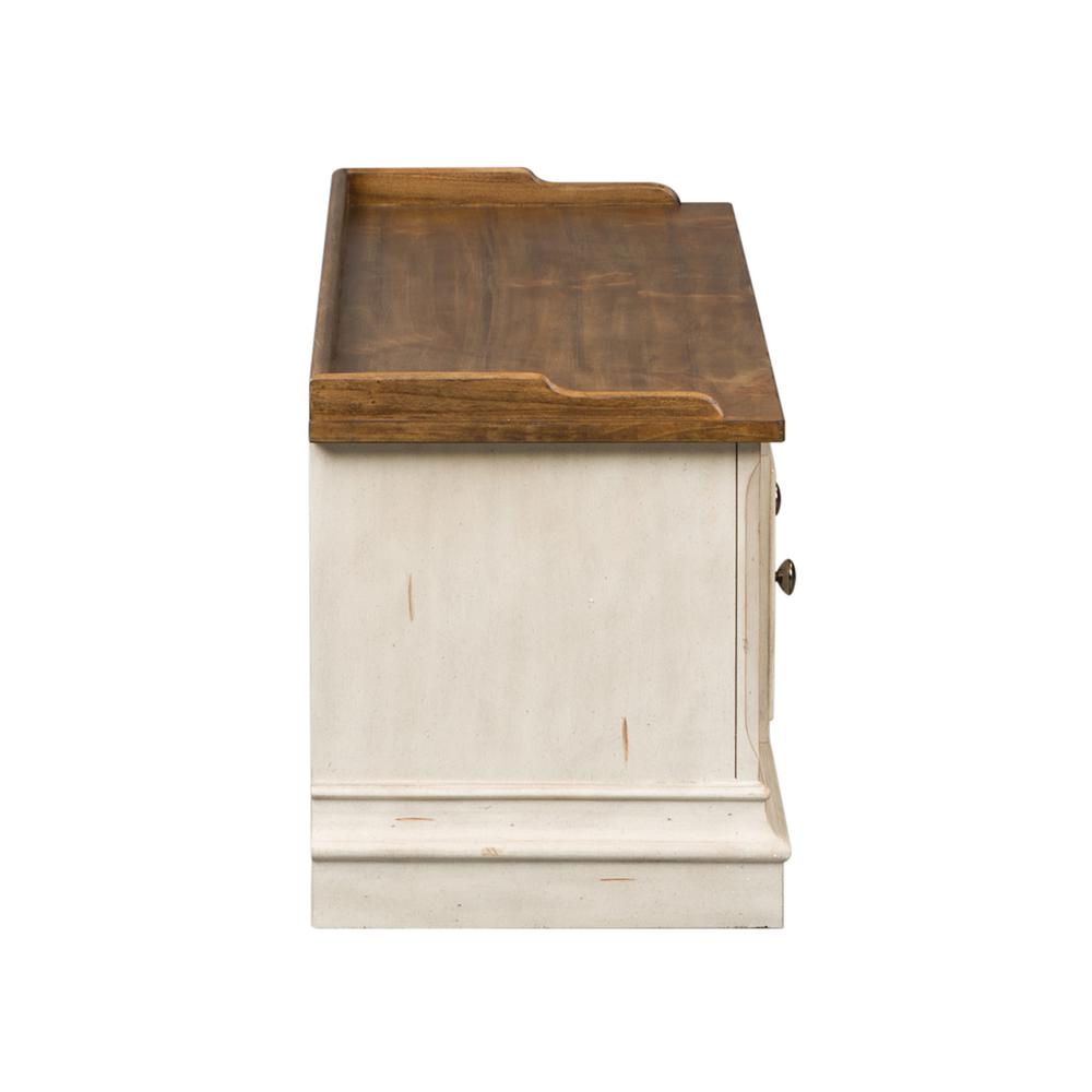 Morgan Creek Storage Hall Bench in Antique White w/ Wirebrushed Tobacco Accents