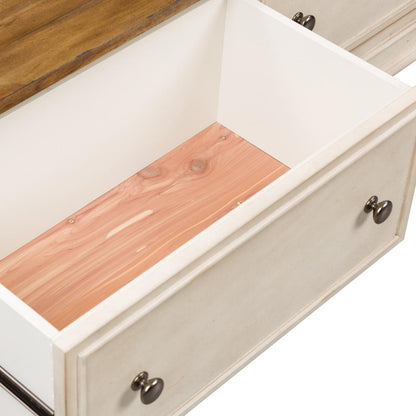 Morgan Creek Storage Hall Bench in Antique White w/ Wirebrushed Tobacco Accents