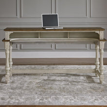 Morgan Creek Console Bar Table in Antique White w/ Wirebrushed Tobacco Accents