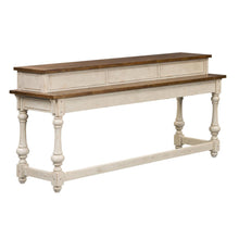 Morgan Creek Console Bar Table in Antique White w/ Wirebrushed Tobacco Accents