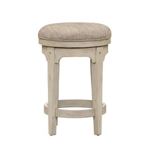 Console Swivel Stool Antique White w/ Wirebrushed Tobacco Accents