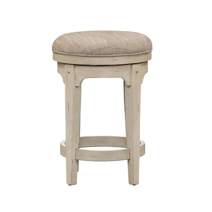 Console Swivel Stool Antique White w/ Wirebrushed Tobacco Accents