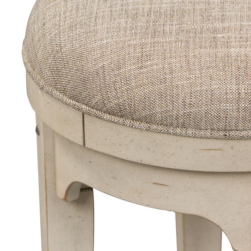 Console Swivel Stool Antique White w/ Wirebrushed Tobacco Accents