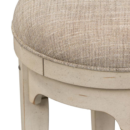 Console Swivel Stool Antique White w/ Wirebrushed Tobacco Accents